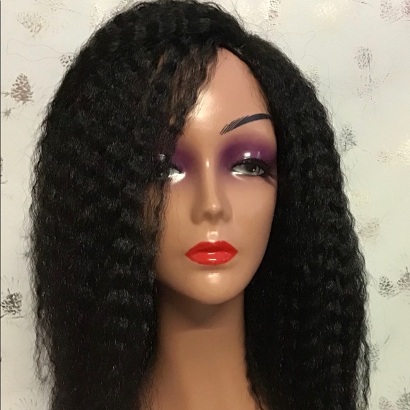 Non-Lace Kinky Synthetic Curly Wig Color Black Length Long - Picture 2 of 6